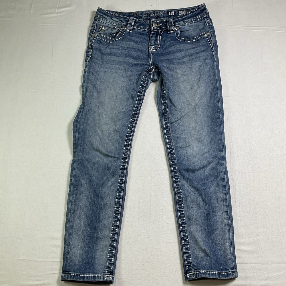 Miss Me Signature Ankle Skinny Jeans Womens 27 Sequin Embellished Y2K Bling 671